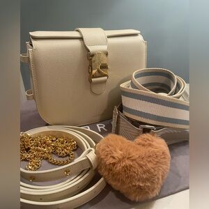 Senreve Cadence pebbled cream gold hardware